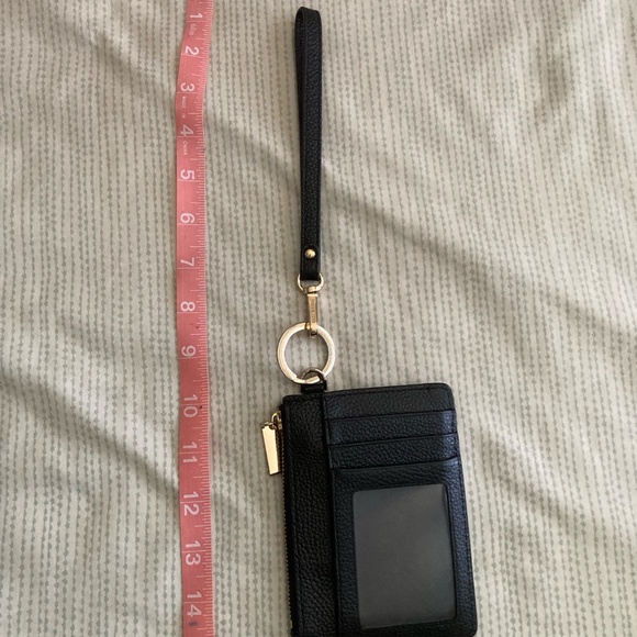 Michael Kors Leather Jet Black and Gold Small Coin Wallet Wristlet Purse - Picture 12 of 13